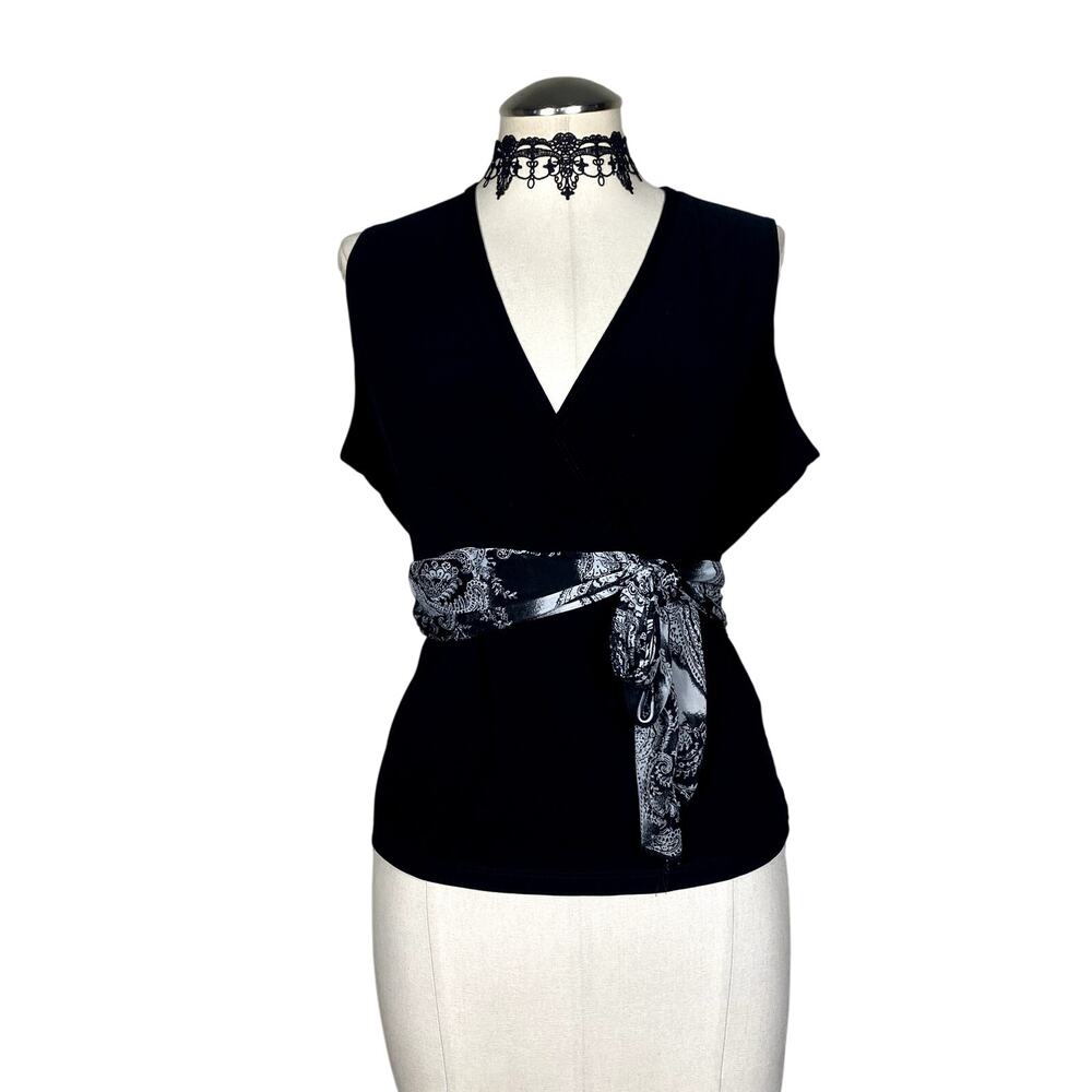 Vtg 90's Susan Lawrence Tie Whimsigoth Corp Goth Office Siren Paisley Blouse XL